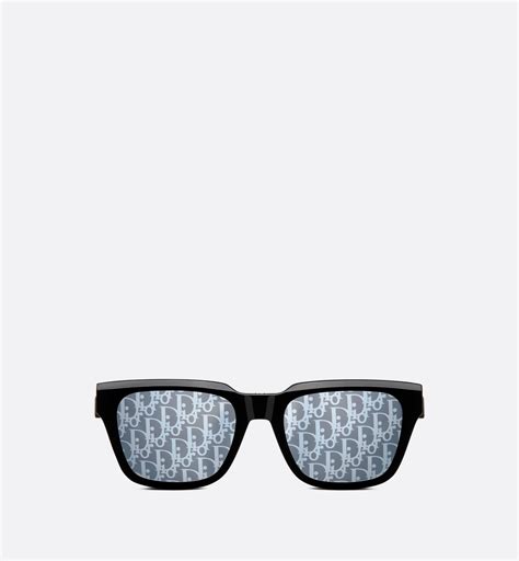 DiorB23 S3I Lunettes de soleil rectangulaires noires motif Dior 